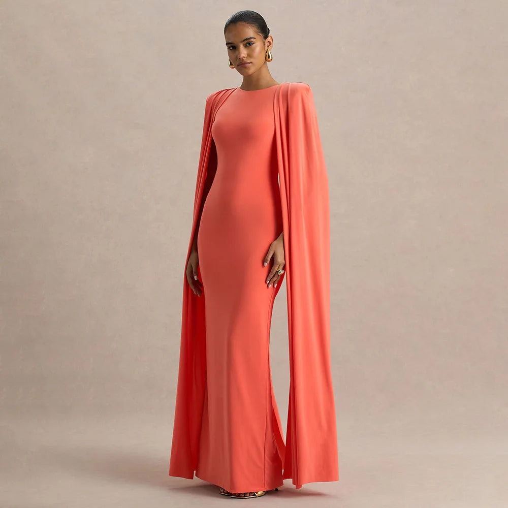 2025 New Fashion High Waist Evening Dress for Women Polyester Fabric Gathered Skirt Tight Fit Gown for Parties And Banquets