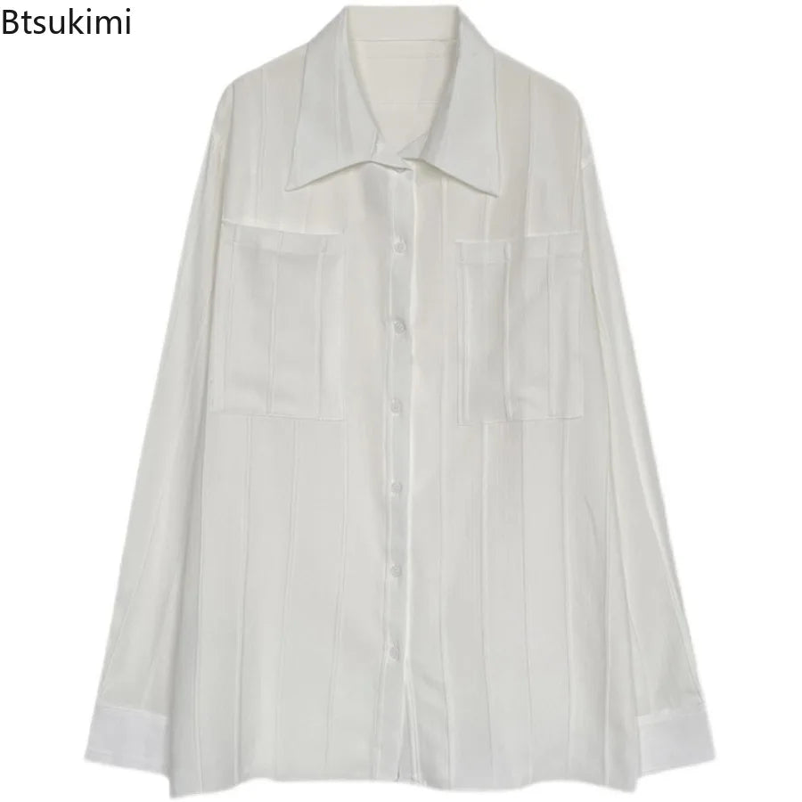 High-end Men Clothing Long Sleeve Business Social Shirts Fashion Drapped Solid All-match Blouse Non-ironing Dress Shirts for Men