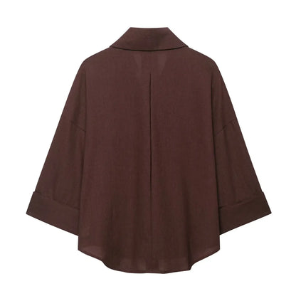 Spring Autumn Simple Linen Blend Long Sleeve Casual Shirt Summer Lapel Single Breasted Loose Chic Shirts Fashion Blouses Women