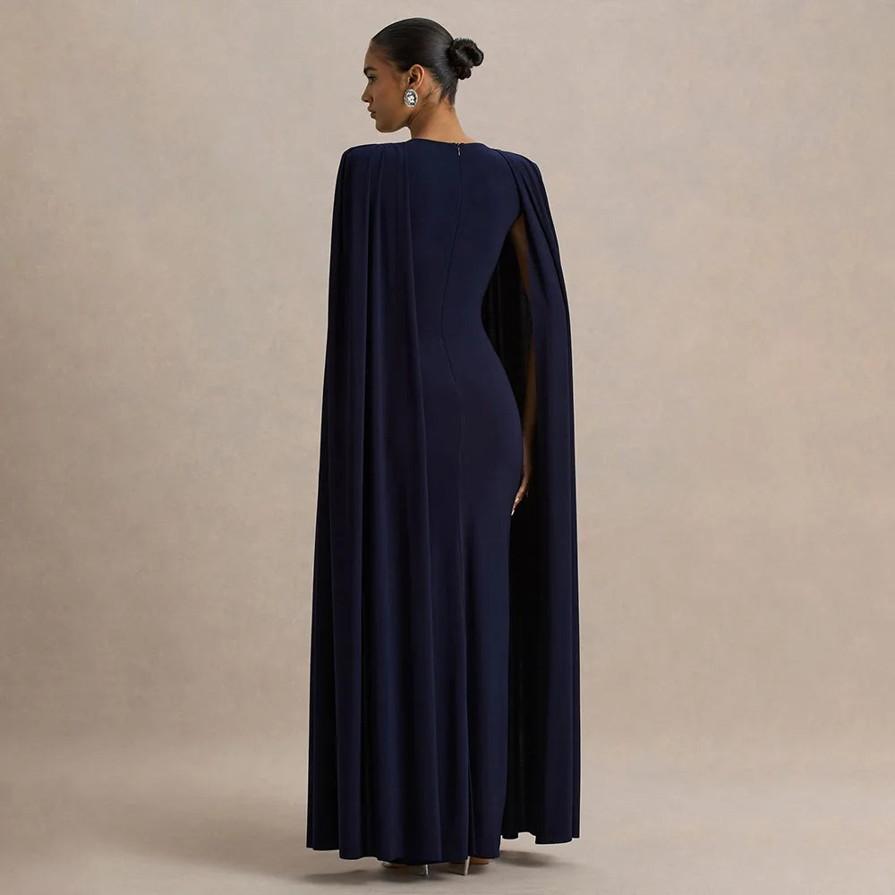2025 New Fashion High Waist Evening Dress for Women Polyester Fabric Gathered Skirt Tight Fit Gown for Parties And Banquets