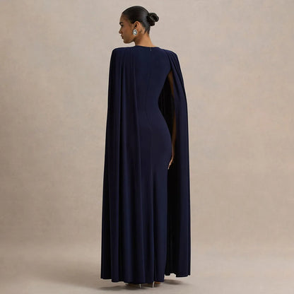 2025 New Fashion High Waist Evening Dress for Women Polyester Fabric Gathered Skirt Tight Fit Gown for Parties And Banquets