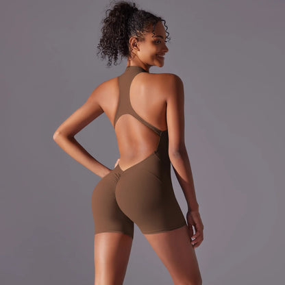 Short Sportswear Yoga Set Gym Jumpsuits Fitness Suits Summer Zipper Gym Tracksuit Women Running Gym Clothing Sports Overalls