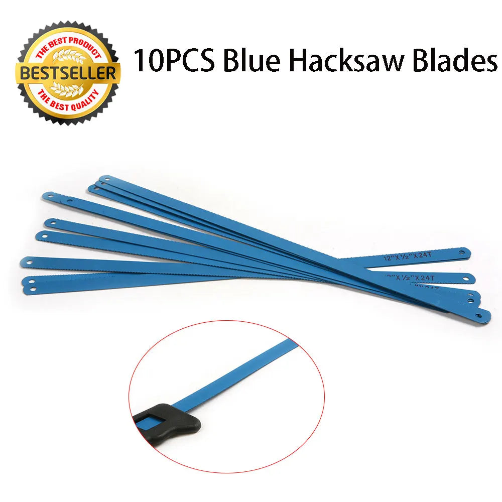 10Pcs Carbon Steel 12 Inch 24T 300mm Hacksaw Blades Metalworking Saw Blades for Cutting Metal DIY Hand Tools