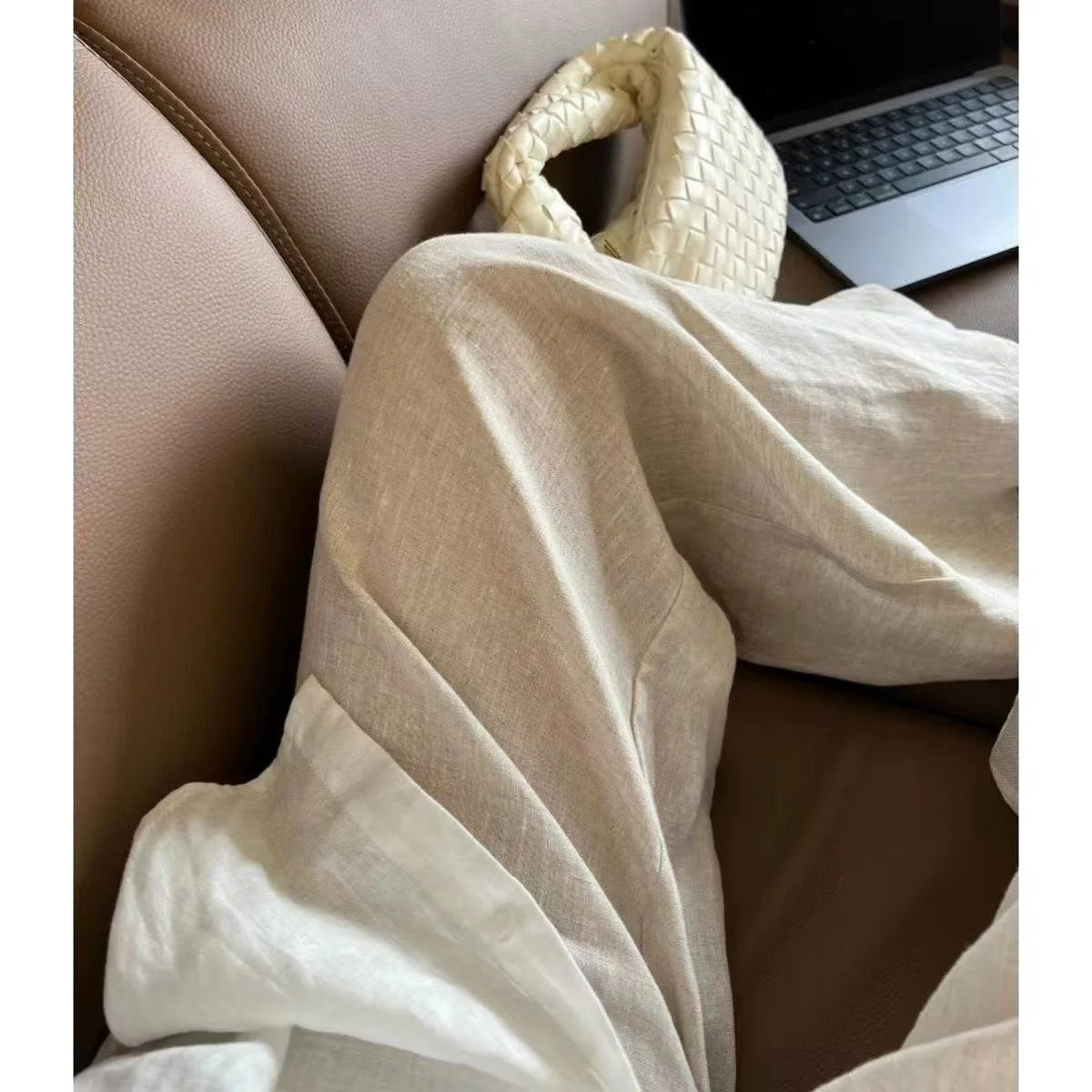 Summer High Waist Linen Pants Women Men Fashion Boho Wide Leg Palazzo Trousers Brown Casual Loose Beach Drag Pants