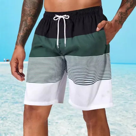 Men Striped Beach Shorts Men Fashion Swimwear Board Shorts Trunk Gym Fitness Pants Men&