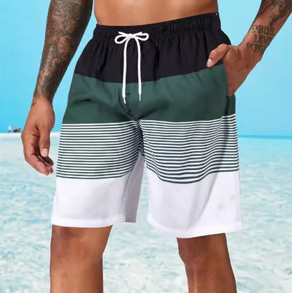 Men Striped Beach Shorts Men Fashion Swimwear Board Shorts Trunk Gym Fitness Pants Men&