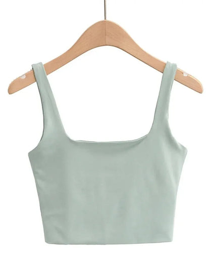 2025 Summer Women Sexy Sleeveless Tops Fashion Short Square Collar Tank Tops 6 Colors