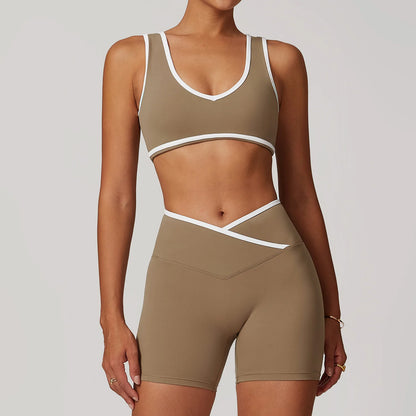 Women Gym Clothes Yoga Suits High Waist Two Piece Set Gym Leggings Yoga Sportswear Fitness Vest Crop Top Tracksuits Sports Bra