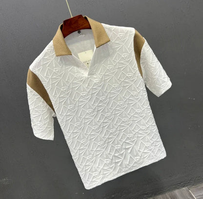 White Male Polo Shirts V Neck Black Aesthetic Vintage 5xl Basic Party Smooth Polyester Slim Fit Top Tee Mens with Collar T-shirt