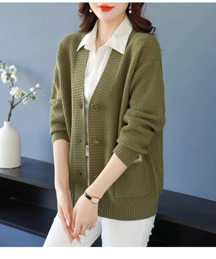 Fashion Fall Winter Clothes Woman Knitwear Top Buttons Long Sleeve Jacket For Women Sweater Tops Casual Ladies Cardigan Coat