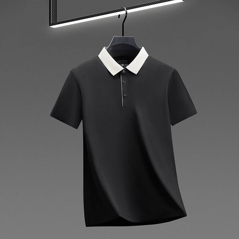 Polo Shirt for Men Short Sleeve Contrast Collar Design Soft Comfortable Fabric for Office and Casual