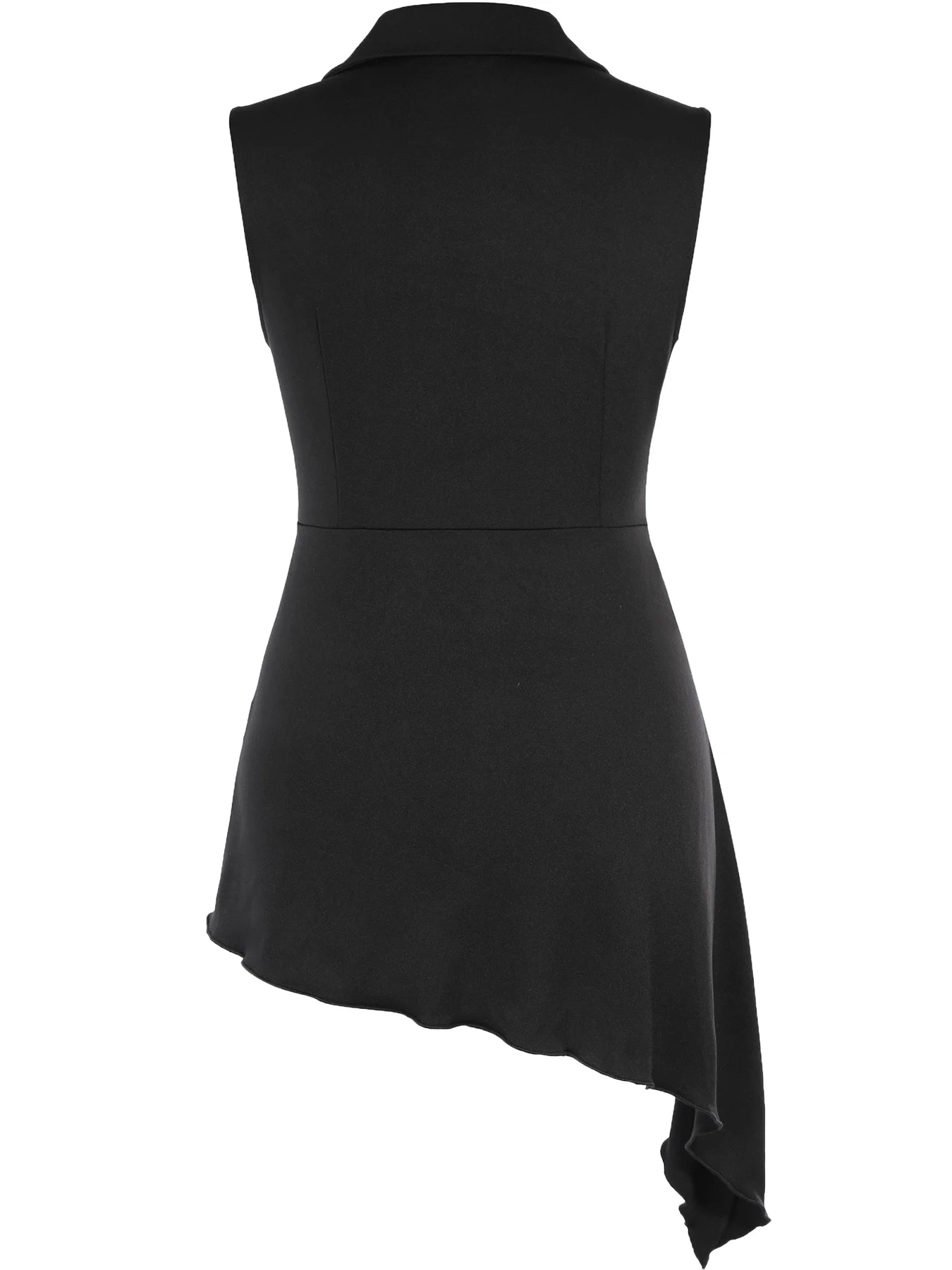 Women Summer Sleeveless asymmetrical shirt Sexy Deep V-Neck Button Casual T Shirt Black Long Tops For Women