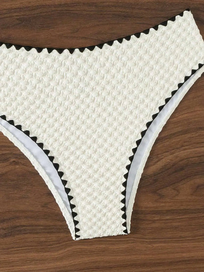 Swimwear White 2 Piece Strapless Swimsuit for Women Sexy Bandeau Backless Bikini Set Lace-up Patchwork Bathing Suit 2025 New