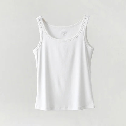 Women Tank Top Ribbed Cotton Boat Neck Sleeveless Tops Essentials M-XL