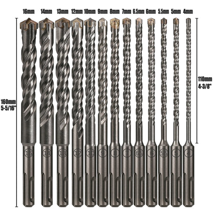 Extended Cross Electric Hammer Drill 110-500mm SDS Plus Through Wall Reinforced Concrete Hard Alloy Four Blade Impact Drill Bit