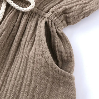 Summer New Kids Clothes Girls Rompers Cotton Linen Kids Jumpsuits Short Sleeve Children Clothing Girls Rompers 1-5 Years