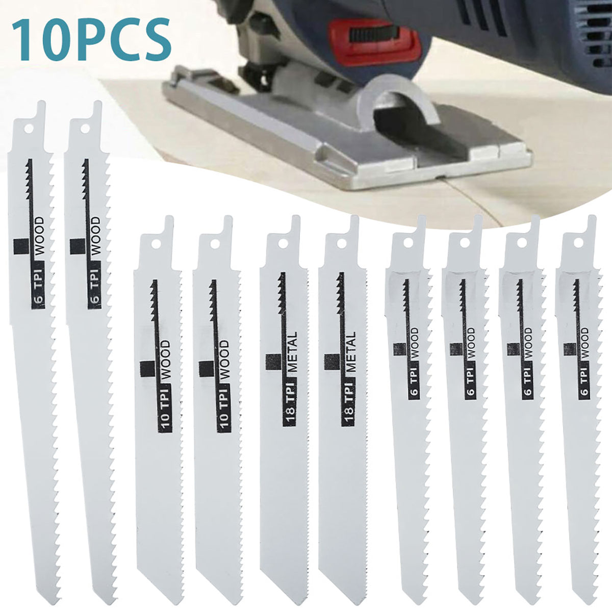 10Pcs Reciprocating Saw Blades Saber Saw Handsaw Multi Saw Blade For Wood Metal Plastic Pipe Cutting Power Tool Accessories