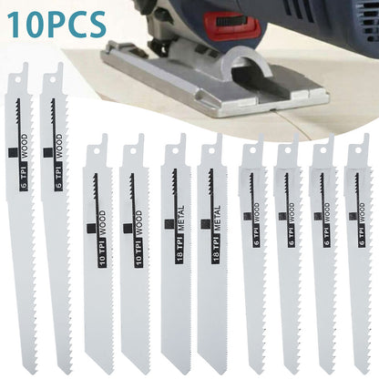 10Pcs Reciprocating Saw Blades Saber Saw Handsaw Multi Saw Blade For Wood Metal Plastic Pipe Cutting Power Tool Accessories