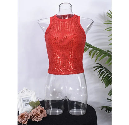 Tank Top for Women 2025 Summer New Pearl Leopard Print Small Sleeveless T-shirt Sexy Exposed Navel and Waist Color Blocked Vest