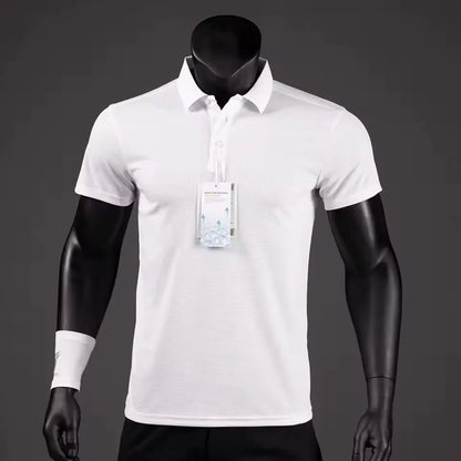 Polo Shirt Men Casual Solid Breathable Shirt Summer Sportswear Quick Dry Jerseys Tops Camisa Polo Shirts Reflective Strip Sleeve