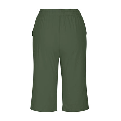 Casual Cotton Linen Pants For Female Streetwear Solid Color Wide Leg Capri Versatile Palazzo Pants Baggy Cargo Pants With Pocket