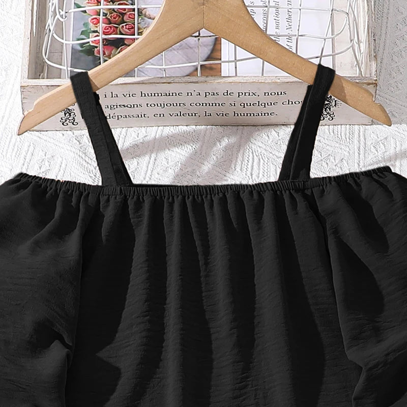 Kids Clothing Sets For Girls Khaki Off-shoulder Long sleeve Top &amp; Stripe Printing Pants Summer Resort Style Children Suits OOTD