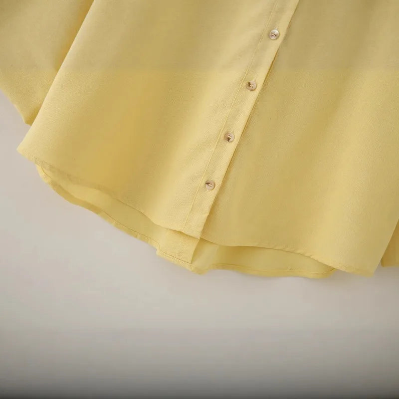 Womens Button Down Linen Shirts V Neck Roll Up Cuffed Sleeve Blouses Loose Collared Shirt Casual Formal Work Office Tops