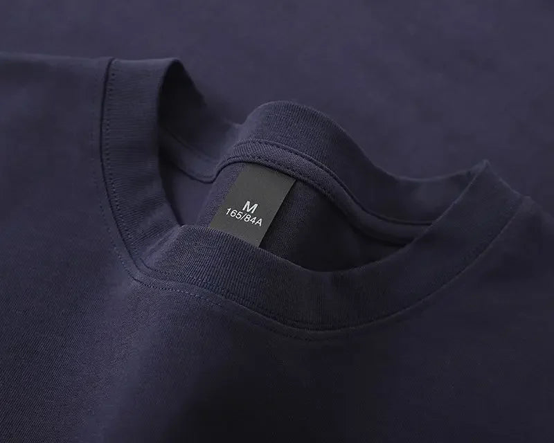 600g Cotton T-Shirts Men Short Sleeved Heavyweight Summer Round Neck Loose Breathable Shirt for Men Women Basic Tee