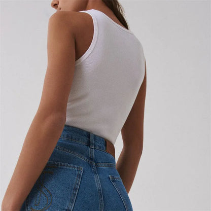 Tank Tops Women Yellow Casual Vest Sleeveless Camis Shoulder Women&
