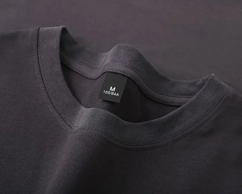 600g Cotton T-Shirts Men Short Sleeved Heavyweight Summer Round Neck Loose Breathable Shirt for Men Women Basic Tee