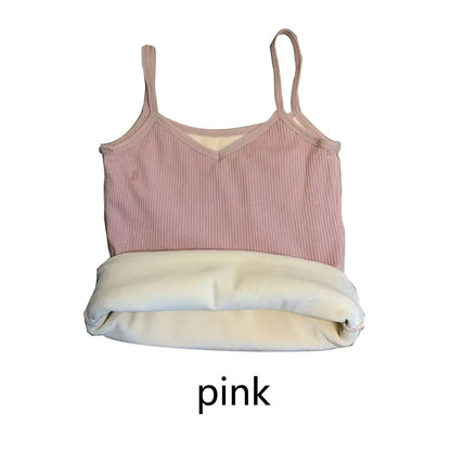 T-shirt Sleeveless Tops Women Winter Warm Underwear Solid Color Thermal Casual Nightwear Sexy Elasticity Female Thin Velvet