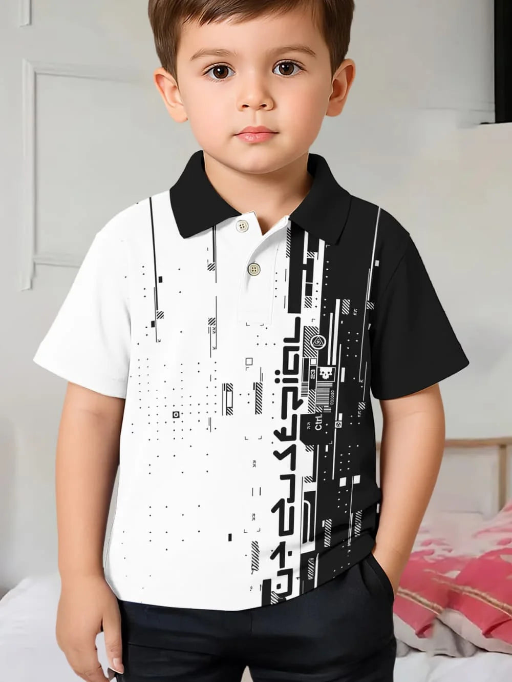 Polo Shirts for Kids Gradient Striped 3D Print Fashion Child Polo Shirt Boy Clothes Lapel Tops Street Casual Children&