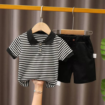 Kids Striped Clothing Sets Boys Girls Short Sleeve T-shirt+Shorts 2Pcs Children Clothes Suits Baby Tracksuit Outfits 1-5 Years