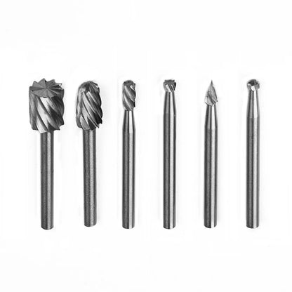 6Pcs Rotary Drill Bits Carbide Milling Cutter Rotary Tool Cut Dremel Tools Wood Metal Carving