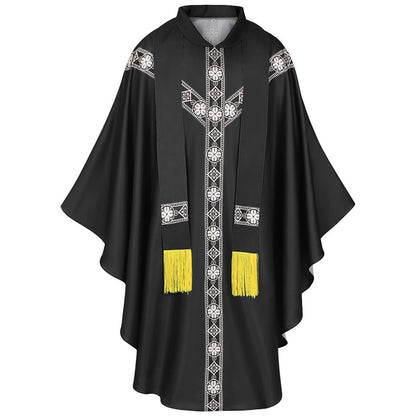 Men Catholic Church Priest Chasuble Embroidered Liturgical Robe Clergy Robe For Mass Prayer Costume Medieval Muslim Costume