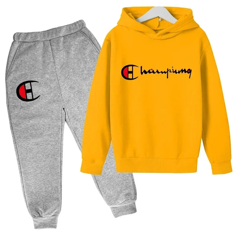 Hooded Hoodies Sweatshirts Sets Teenagers Fashion Groups of Pants Child SuitAutumn/winter Kids Clothing for Girl Boy Children&