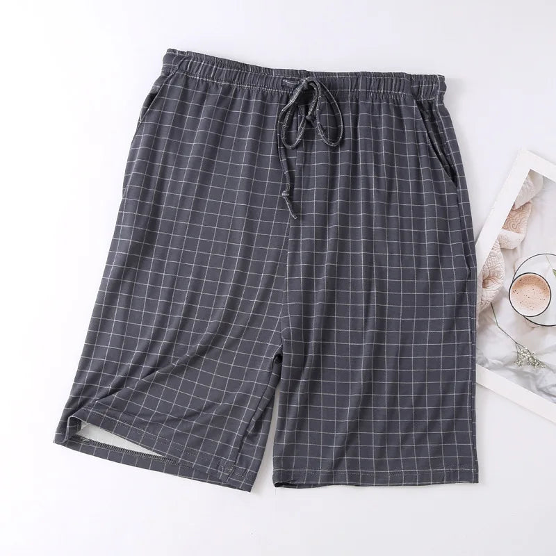 Pijamas De Hombre Sleepwear Shorts 2025 New Fashion Plaid Pajamas Pant Men Loose Modal Nightwear Home Pants Man Plus Size