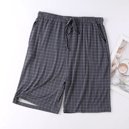 Pijamas De Hombre Sleepwear Shorts 2025 New Fashion Plaid Pajamas Pant Men Loose Modal Nightwear Home Pants Man Plus Size