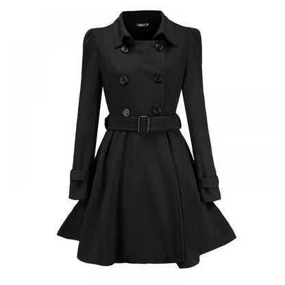 Women Fashion Autumn Winter New Wool Blend Warmth Loose Long Coat Jacket Double Breasted Elegant Slim Lady Windbreaker