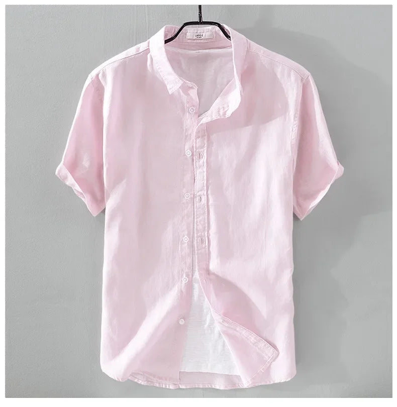 Pure Linen Short-sleeved Shirt Men&