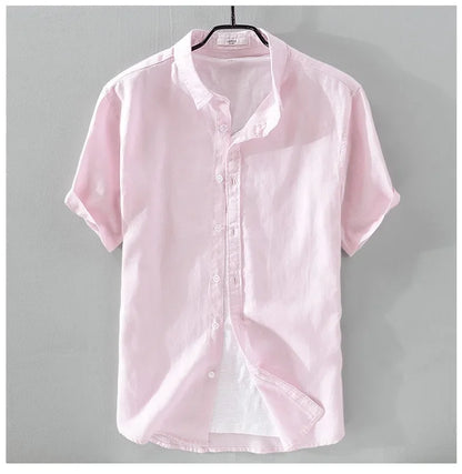 Pure Linen Short-sleeved Shirt Men&