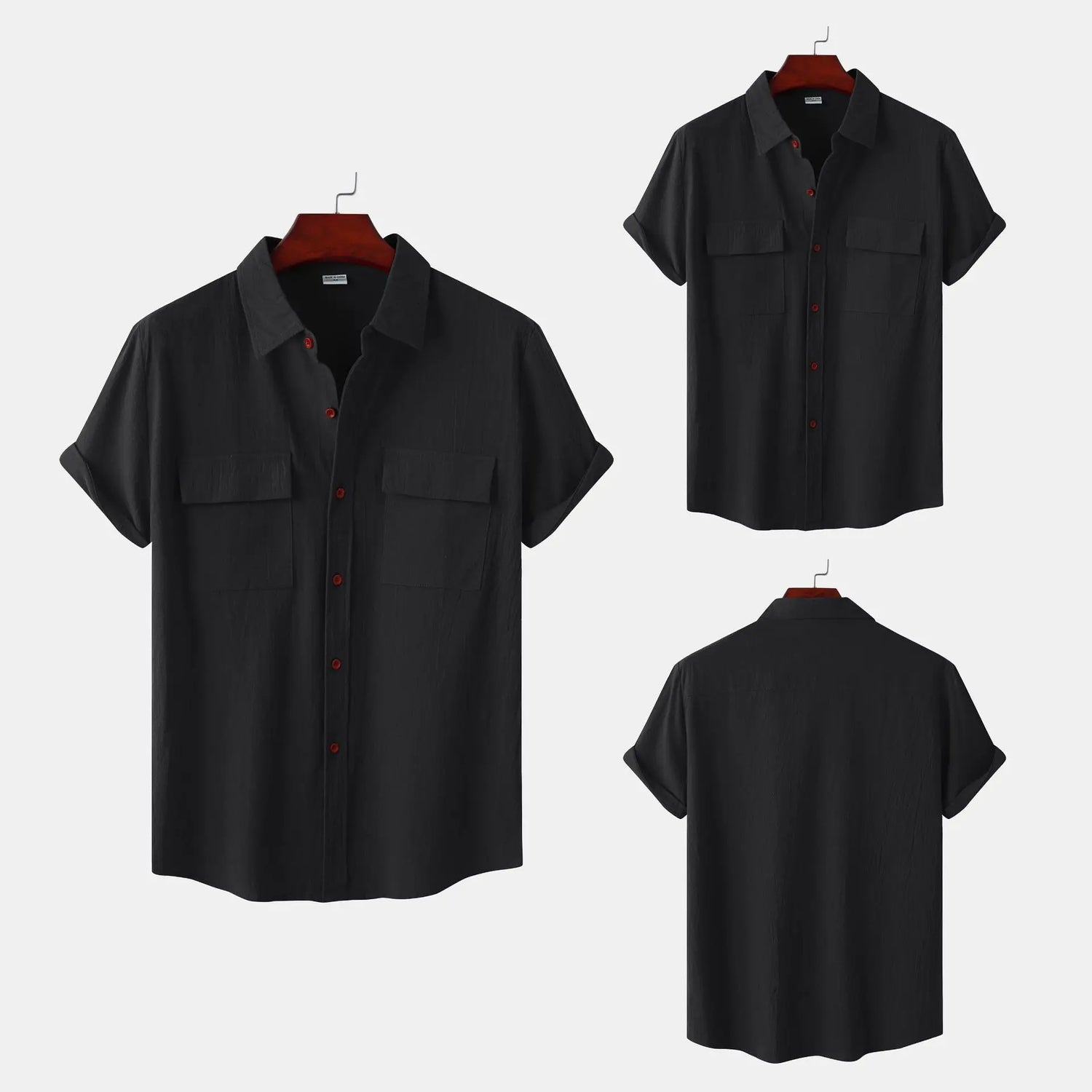 Turn Down Collar Men Shirts Solid Short Sleeve Shirts Single Breasted Casual Shirt Buttons Cardigan Sports Loose Breathable