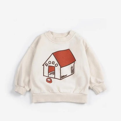 Kids Clothing 26 Boys Girls Hoodie Round Neck Plus Velvet Sweatshirt Girls Winter Clothes Boys Baby Tops Coat Child Clothing