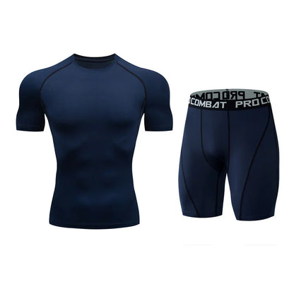 Gym Tight Training Clothing Workout Jogging Sports Set Fitness Men&