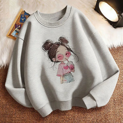Hoodie Hip Hop Retro Girl Drink Juice Design Children&