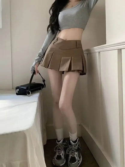 Skirts New Style Fashion Summer Sexy Retro V Waist Casual Outfits Ladies Streetwear Female Girls Women Mini Short Pleated Skirts