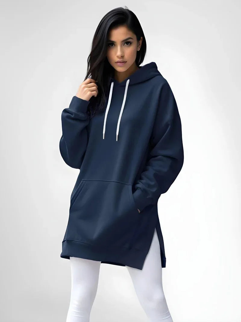 Hoodies Coats Women Solid Sweatshirts Jacket Pocket Drawstring Hooded Slight Strech Loose Casual Office Lady 2025 Spring Autumn