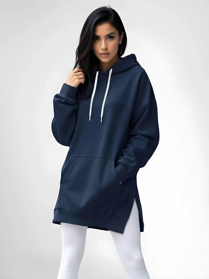 Hoodies Coats Women Solid Sweatshirts Jacket Pocket Drawstring Hooded Slight Strech Loose Casual Office Lady 2025 Spring Autumn