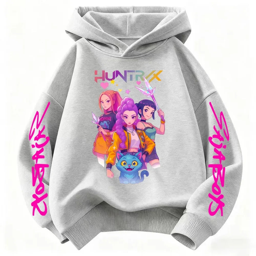 Hoodie for kids from the popular Korean K-pop series "Demon Hunter" 2026,for boys and girls,warm hooded clothing for winter/fall