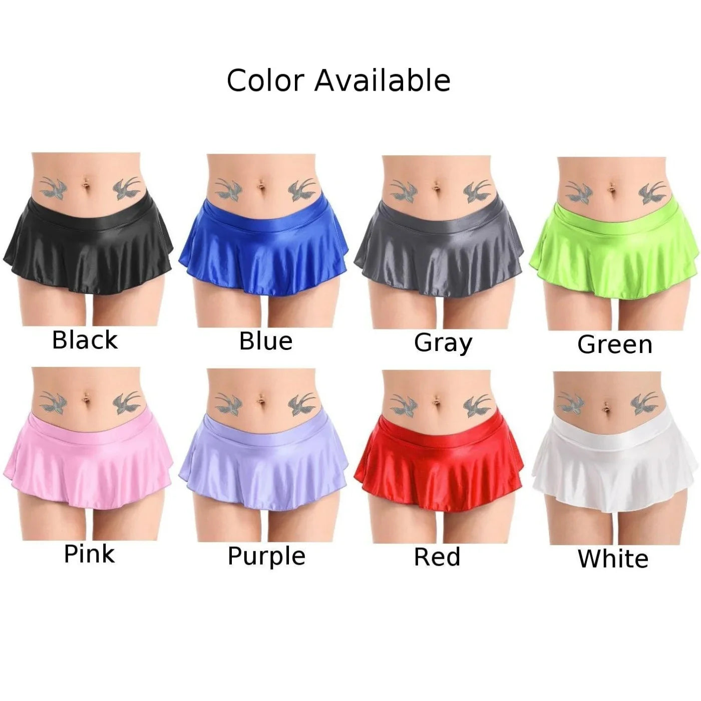 Sexy Womens Glossy Short Skirt Shiny Skater Dance Party Skirt  A-line Skirt 2023 Fashion Summer Women&